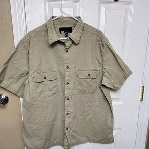 Hobie Men's Khaki Short Sleeve Button-Up Shirt - Size XL - Outdoor Surf Style